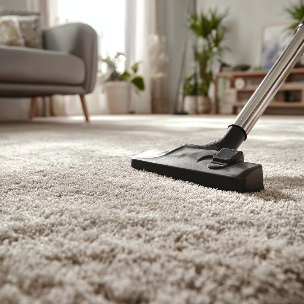 Professional carpet cleaning showing clean bright results